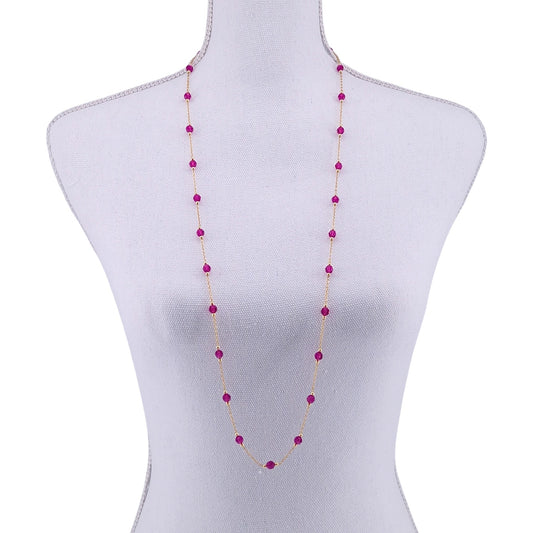 Solfève Facettes Or sautoir Fuchsia