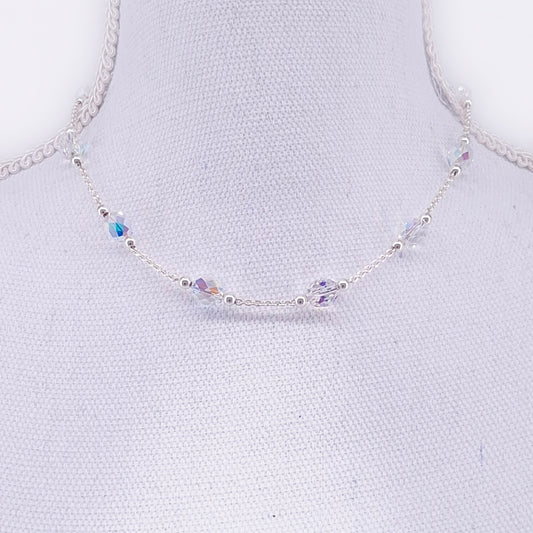 Solfeve facettes argent cristal shimmer collier 41 cm