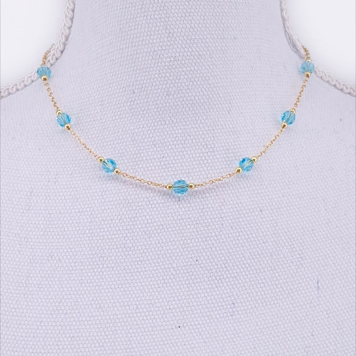 Solfève Facettes Or Aqua collier 40 cm