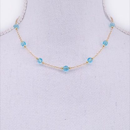 Solfève Facettes Or Aqua collier 40 cm