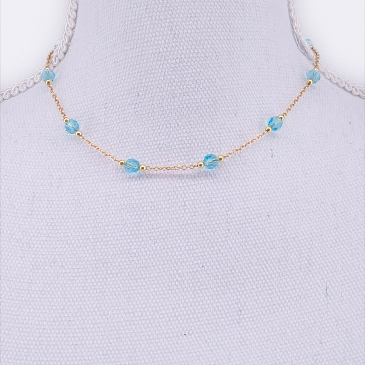 Solfève Facettes Or Aqua collier 37 cm