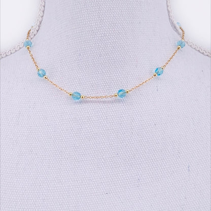 Solfève Facettes Or Aqua collier 37 cm