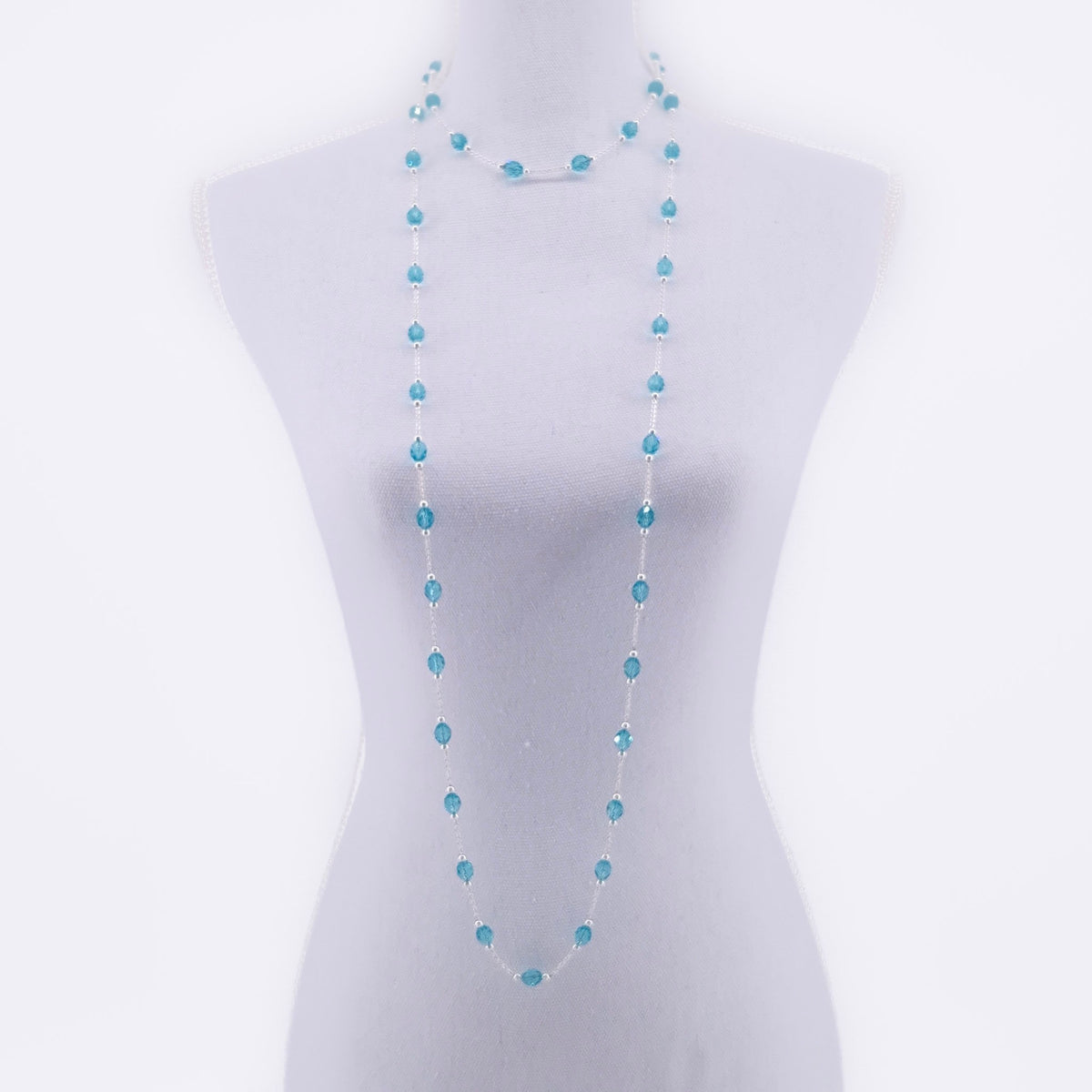 Solfeve Facettes argent Aqua serie de collier