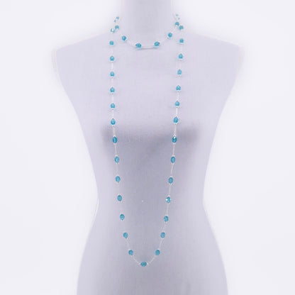 Solfeve Facettes argent Aqua serie de collier