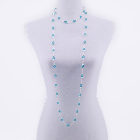 Solfeve Facettes argent Aqua serie de collier