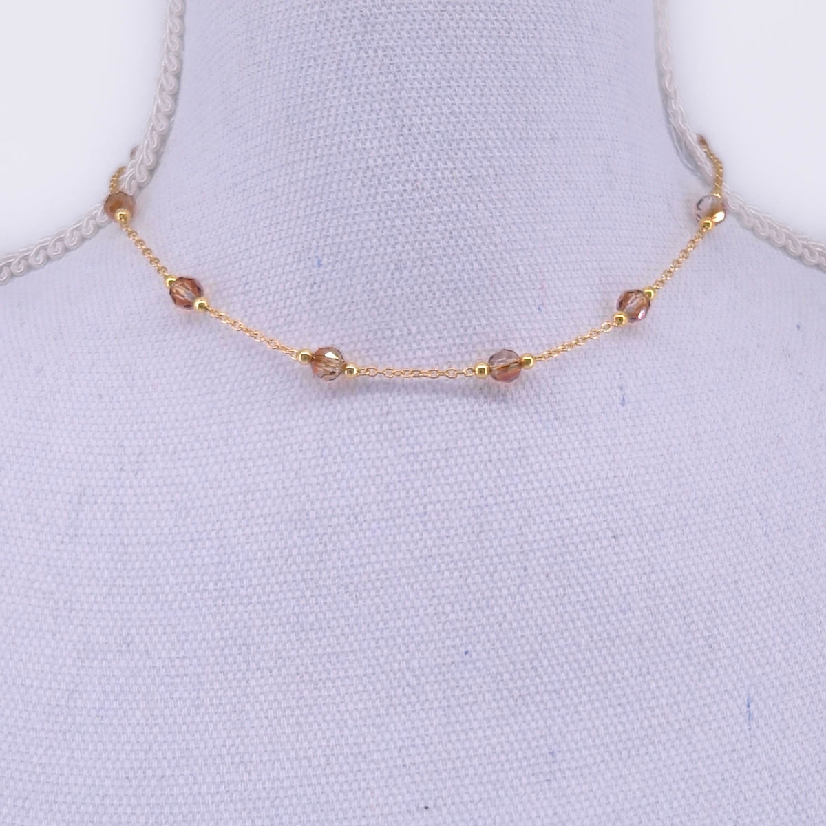 Solfeve Facettes or Bronze collier 37 cm