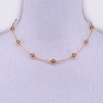 Solfeve facettes Or Bronze Collier 40 cm